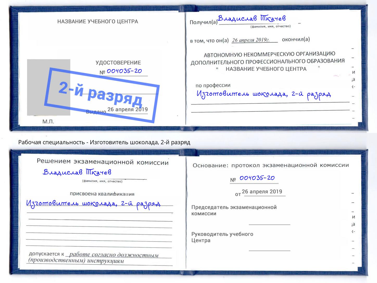 корочка 2-й разряд Изготовитель шоколада Шахты